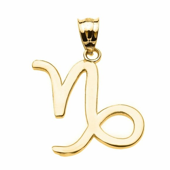 14K Solid Gold Zodiac Capricorn January Horoscope Pendant - Yellow, Rose, or Whi
